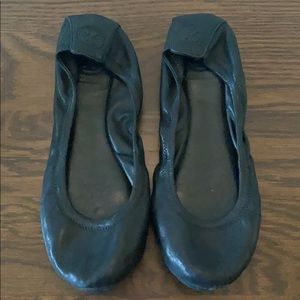 Tory Burch Eddie Ballet Flat Black Leather Size 8